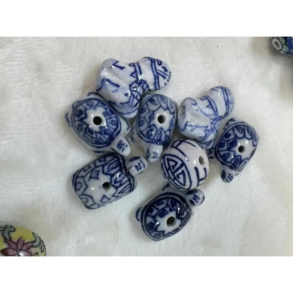 50 Ceramic Decorative Mix Beads Glossy Assorted Colors Sizes and Designs